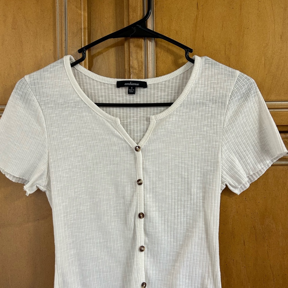 Ambiance Cream Ribbed Button Down Shirt